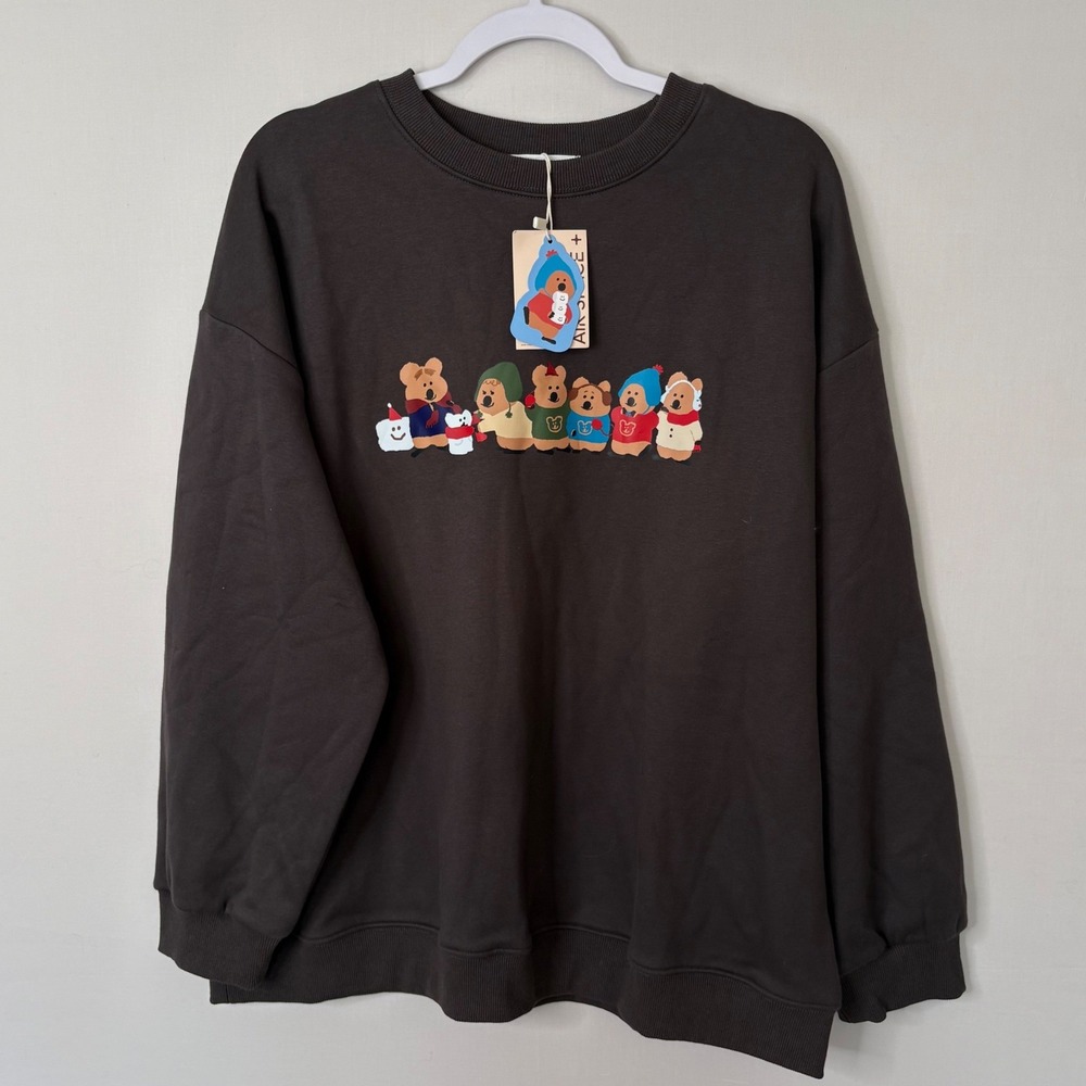 NWT Dinotaeng x Air Space Winter Quokka Fleece Sweatshirt Brown XL Plus Kawaii